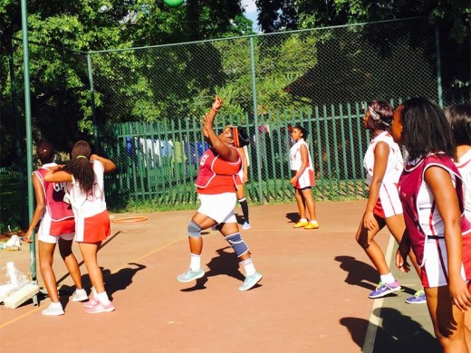 ALL INVOLVED: Young and old got into the spirit of the sport. With this shot, Dikeledi Letsoela, the oldest player at the tournament, scored a goal.