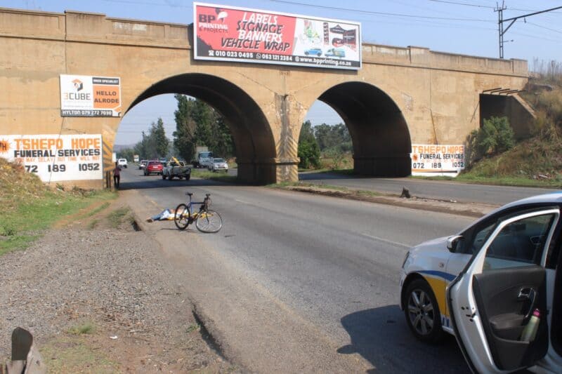Traffic remains heavily backed up on Heidelberg Road after a man was struck and killed by a truck while riding his bicycle on Tuesday morning.