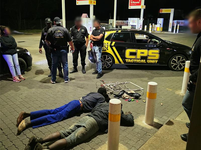 Two suspects were apprehended on site after CCTV operators detected cable theft in progress, highlighting the effectiveness of rapid response security in Ekurhuleni.