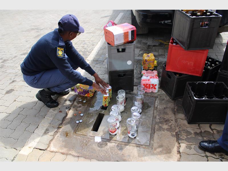 The alcohol was confiscated from shebeens and illegal liquor outlets in Alberton, Thokoza, Primrose, Vosloorus, and other policing precincts in Ekurhuleni. Officers gathered at Alberton SAPS to destroy the alcohol.