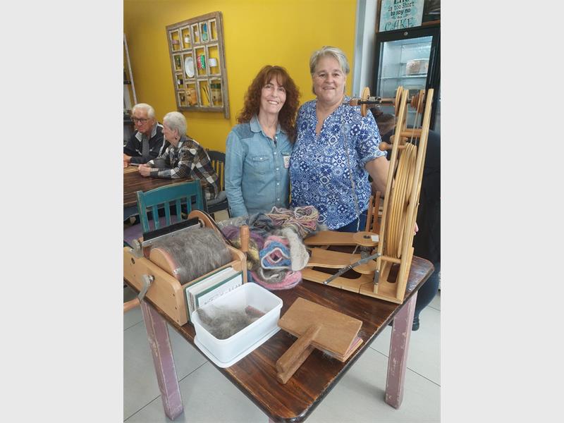 The Thursday group received a live demonstration on spinning sheepdog hair into usable wool.