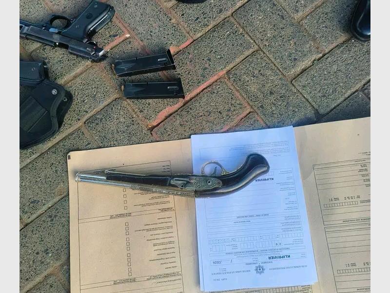 Four suspects, including three police officers, were arrested after a community member reported an armed robbery in progress in Thokoza.