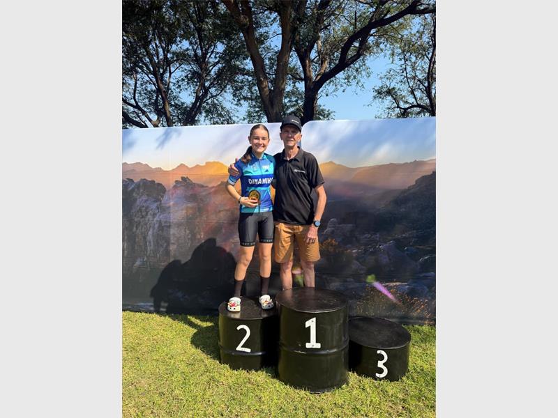 Dinamika’s Eldané Nel impressed at the Subaru Gravel Shaker 30km race at Sondela Nature Reserve, finishing ninth overall in the U14 category and taking second place among the girls.