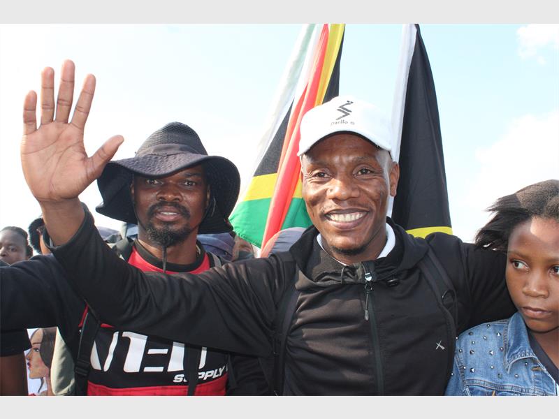 Greenfields residents gathered to welcome home two men who completed 1400km walk from Greenfields to Cape Town aimed at raising support for unemployed youth and community development