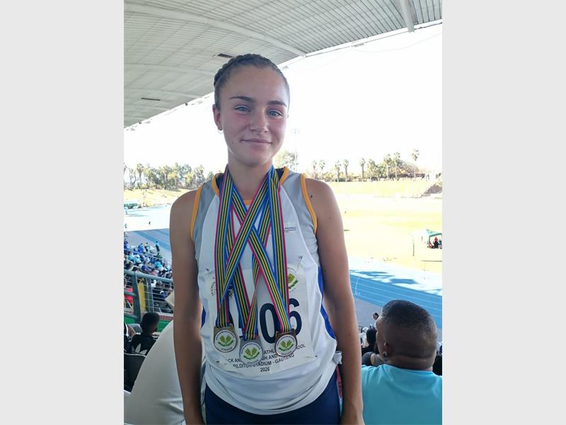 Fourteen-year-old Hoërskool Marais Viljoen High School athlete Lize Mari van den Berg has earned the honour of representing South Africa at the 2026 COSSASA Games in Zimbabwe after a remarkable performance at the South African Schools Championships.