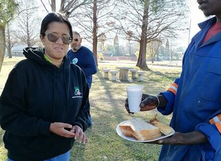 Blue Wings Association for Adults with Disabilities celebrated Mandela Day by reaching out to homeless people with a warm meal.