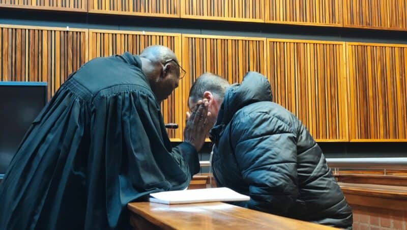 A mother's account of find her daughter and grandson dead was followed by tough question from the defence.