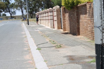 Cable on the pavement.