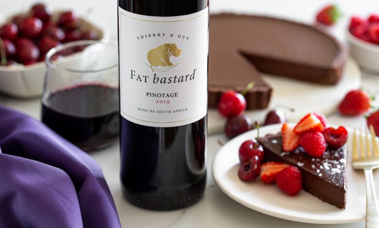 Dark Chocolate Truffle Tart with FAT bastard Pinotage landscape