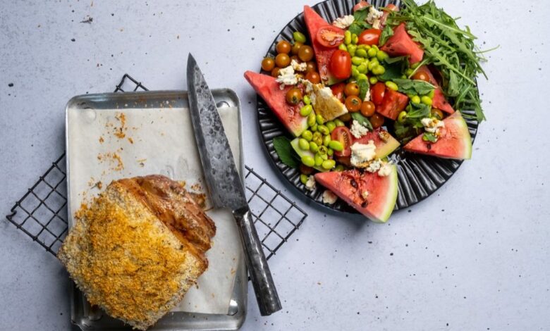 1 JANUARY - Saturday entertain - Pork loin roast with a watermelon salad