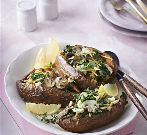 13 JANUARY - WFD - Stuffed sweet potatoes with pesto mushrooms (Medium)