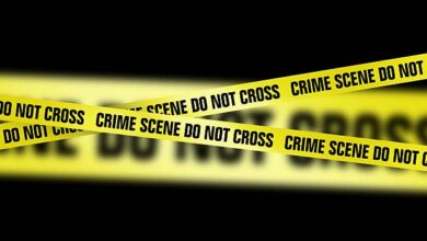 Crime scene tape, computer artwork.