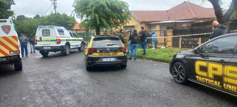 Two men were shot dead at a rented house on Berg Street, with security teams and emergency services responding to the scene.