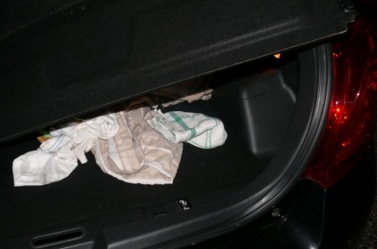 The boot of the car where the woman was held hostage for hours.
