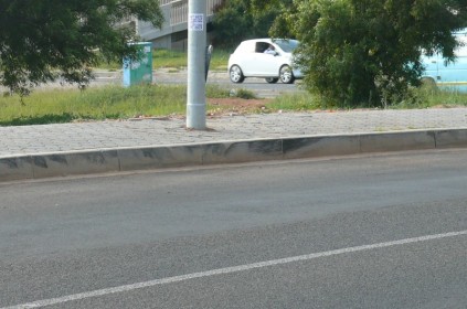 Another lamp post has been put in but vehicles still hit the kerb.      