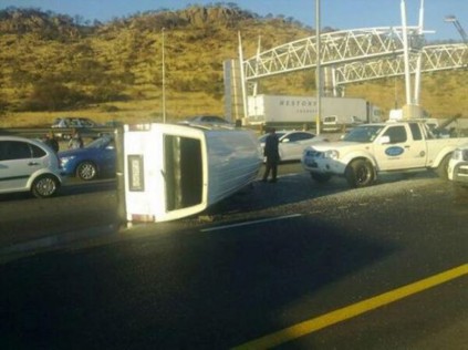 The taxi overturned after losing one of its wheels.
