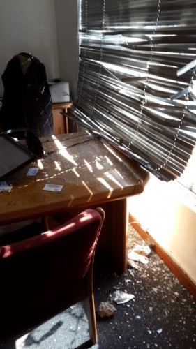 Damage done to Wireforce in Germiston by striking NUMSA workers. 