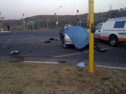 The accident scene not long after it had happened.