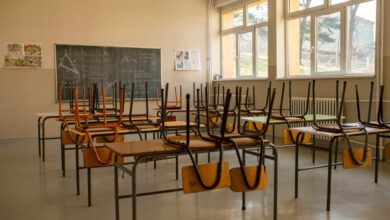 Photo of empty classroom in school