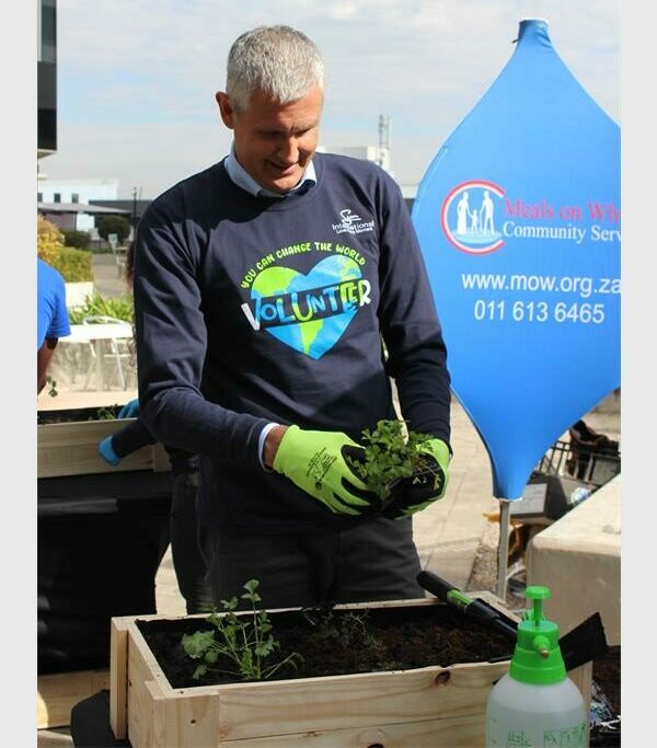 Ulrik Bengtsson plants herbs and vegetables for needy families as part of Sun International’s Festival of Giving, which reached 290 000 beneficiaries nationwide.