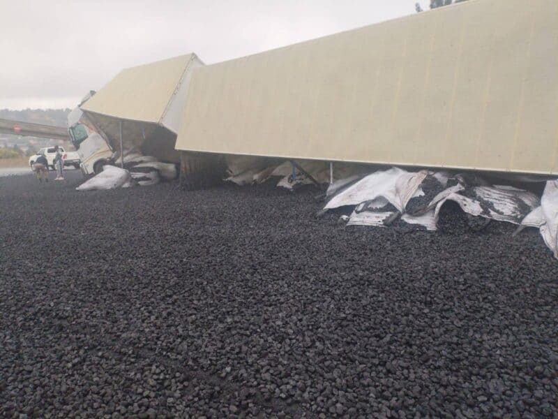 Coal spilled across the freeway has forced an indefinite closure of the N12 East, resulting in major traffic diversions and heavy delays.