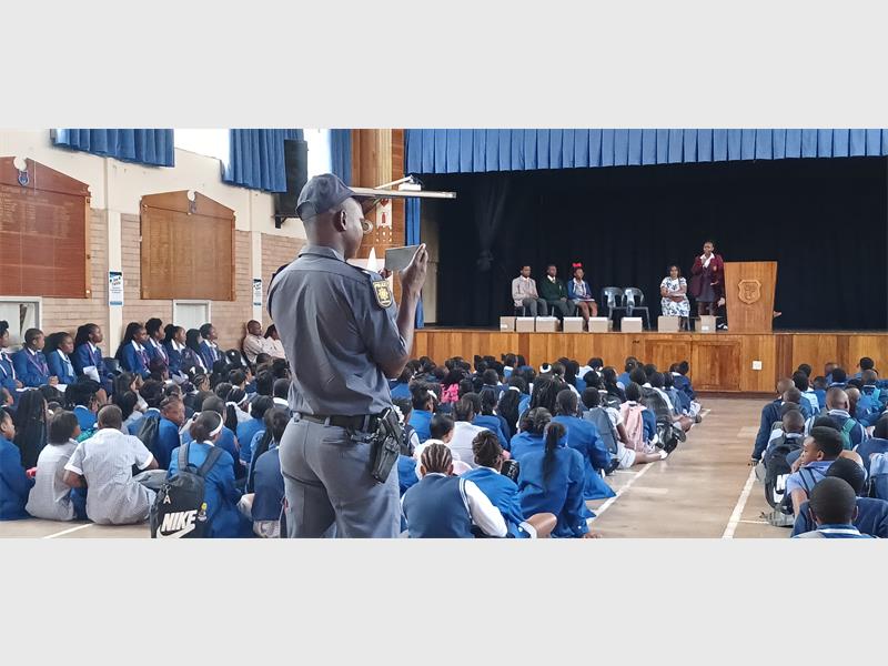 Learners receive important advice on school safety, discipline, and responsible decision-making from SAPS Junior Commissioners.