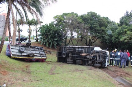 A truck and trailer overturned on the N2 off-ramp on Thursday morning, 17 October.