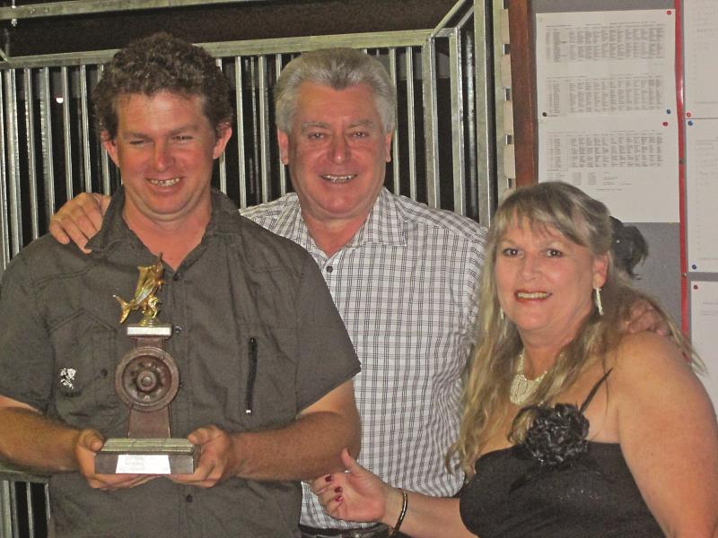 Brian Scott was awarded four trophies for 2013, runner up to the  fisherman of the year, heaviest inedible (a honey comb skate of 106.1kg), safely released, most unusual fish caught and most improved angler with him is chairman, Tony Chantrell (Taffy) and Gwen Higgs competition secretary. 
