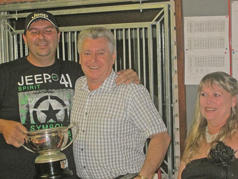 Dennis Nosworthy Fisherman of the Year for 2013 with Chairman Tony Chantrell ( Taffy ) and Gwen Higgs Competition Secretary. 