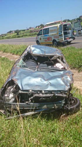 One of the two vehicles involved in a collision in Umgababa.