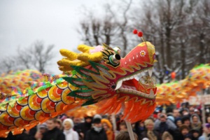 Colorful Dragon at Chinese new Year parade