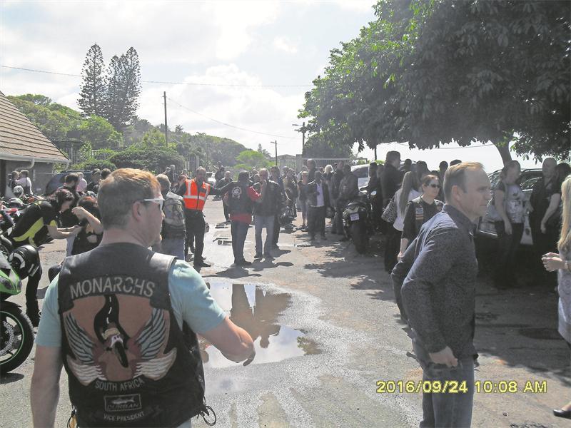 Bikers gathered at Seadoone Mall to honour Pops Donovan with a mass ride to the Methodist Church ahead of his funeral on Saturday morning, 24 September.
