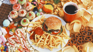 Assortment of unhealthy foods