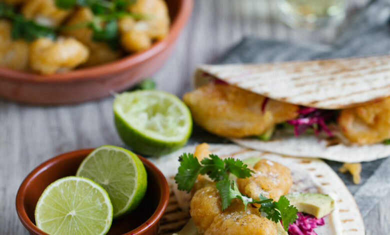 3 SEPTEMBER - SATURDAY ENTERTAIN - Fish tacos with beetroot slaw, coriander and sour cream mayo
