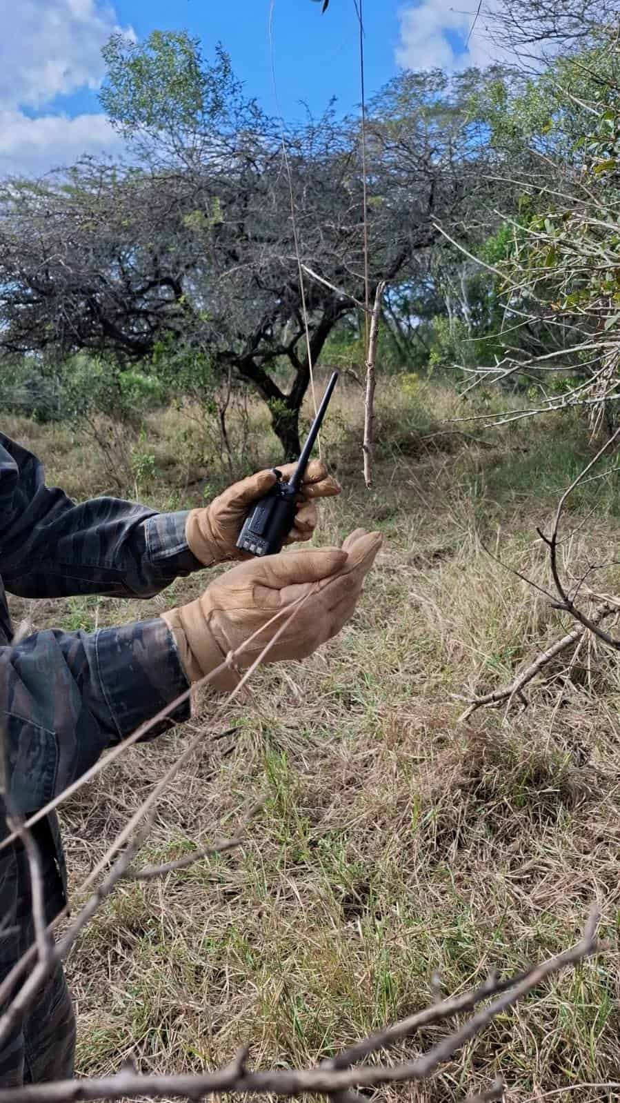 A person shows a snare.
