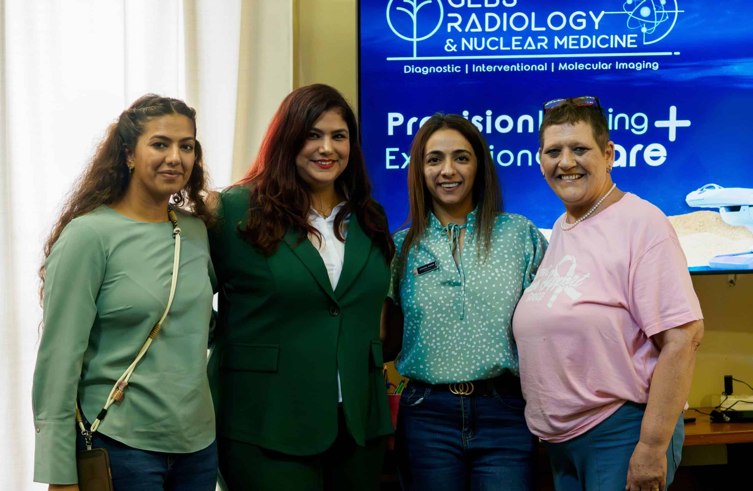 A radiology team and a cancer patient.