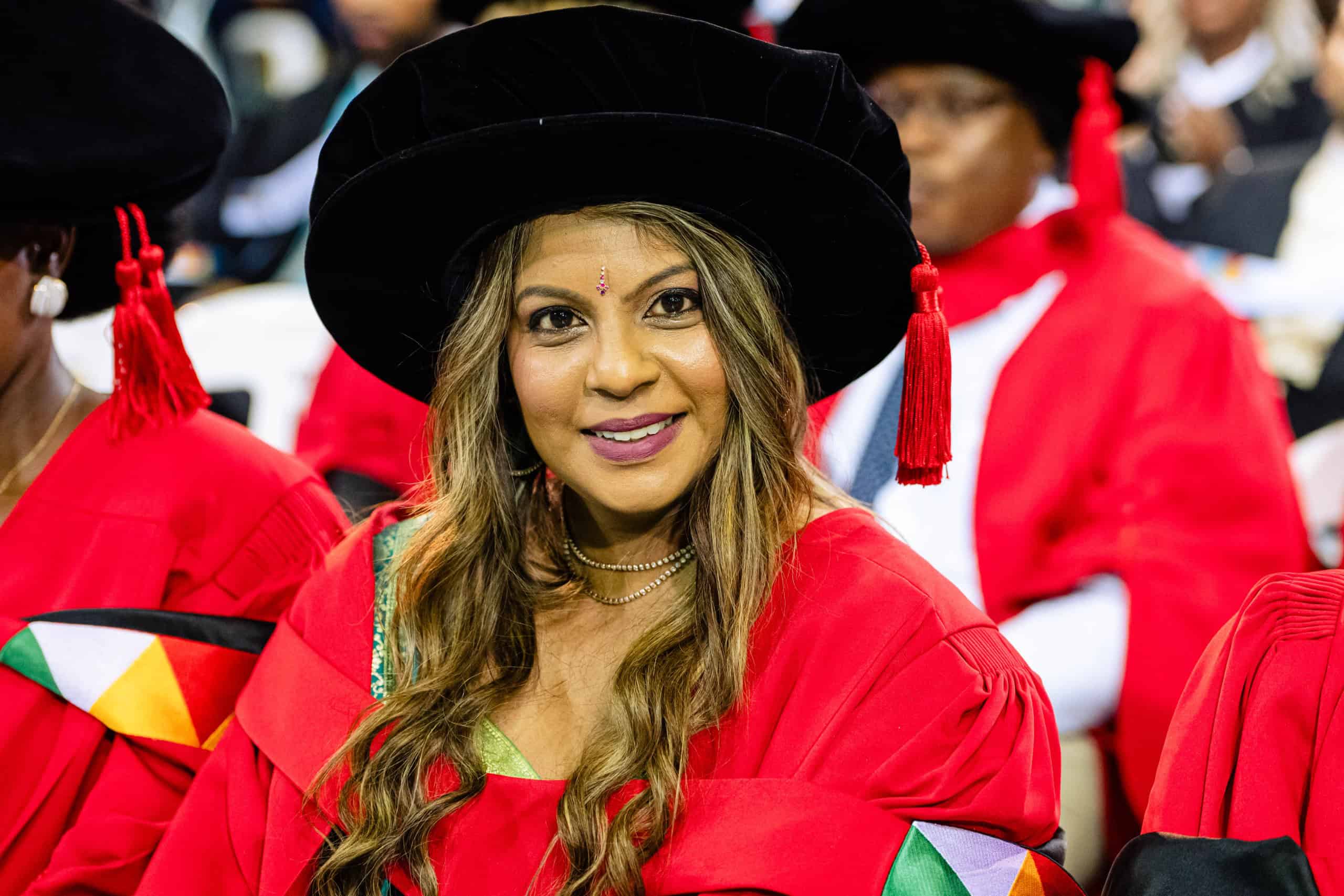 A woman at her graduation.