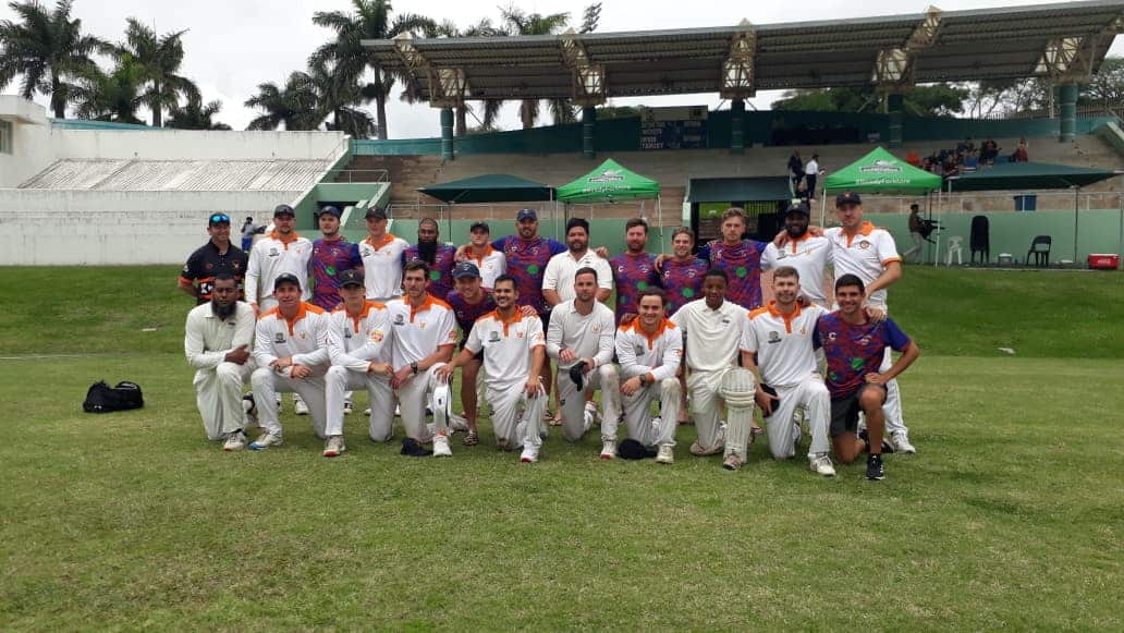 A group photograph of cricket players.