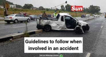 A small bakkie involved in a crash on the road.