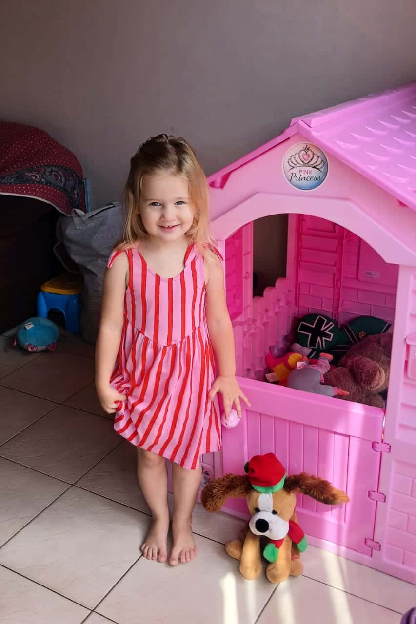A little girl and her toys. 