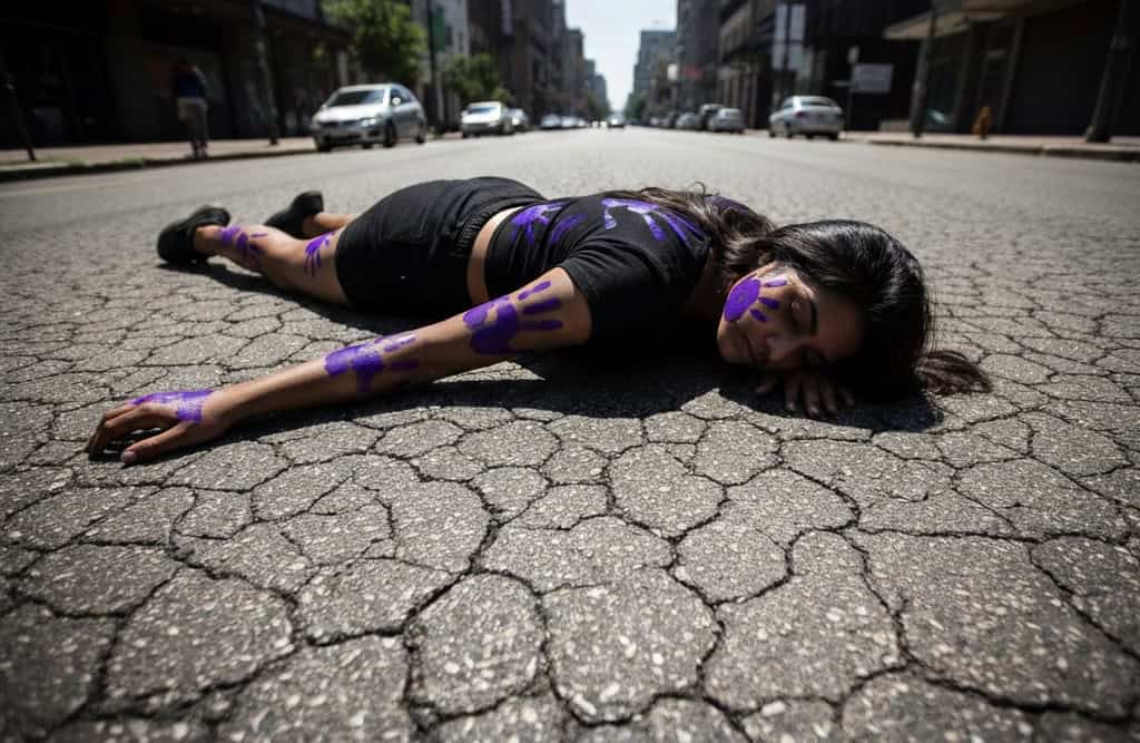 A woman lying down on the floor.