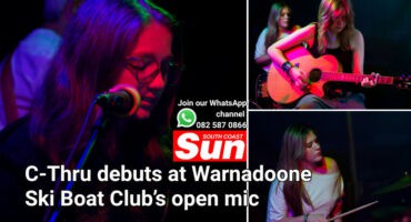 Photos of musicians performing, including a vocalist, a drummer and a guitarist.