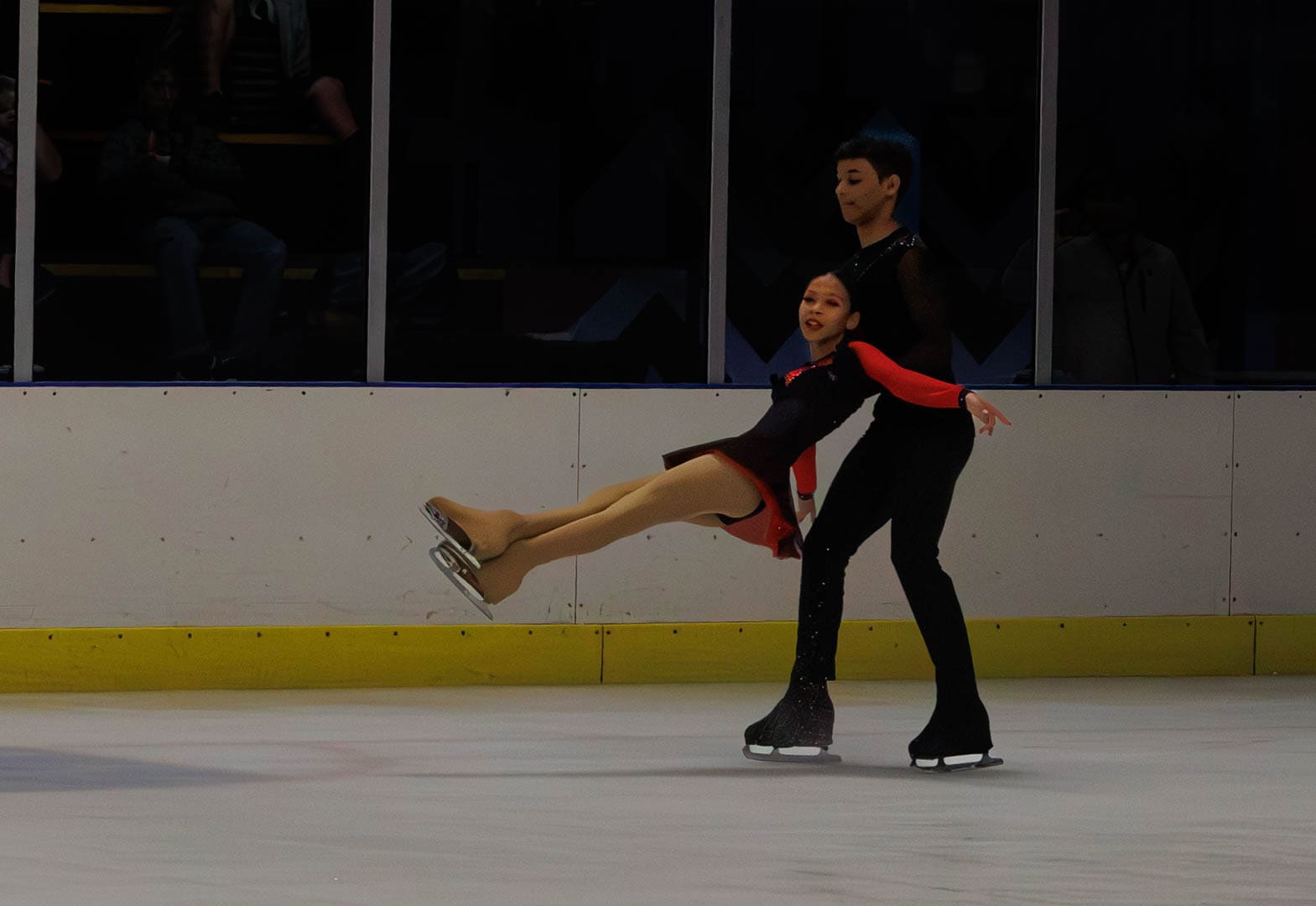 A pair ice skating