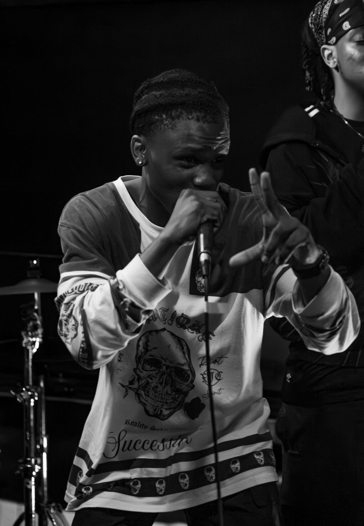 Hip-hop rappers performing on stage