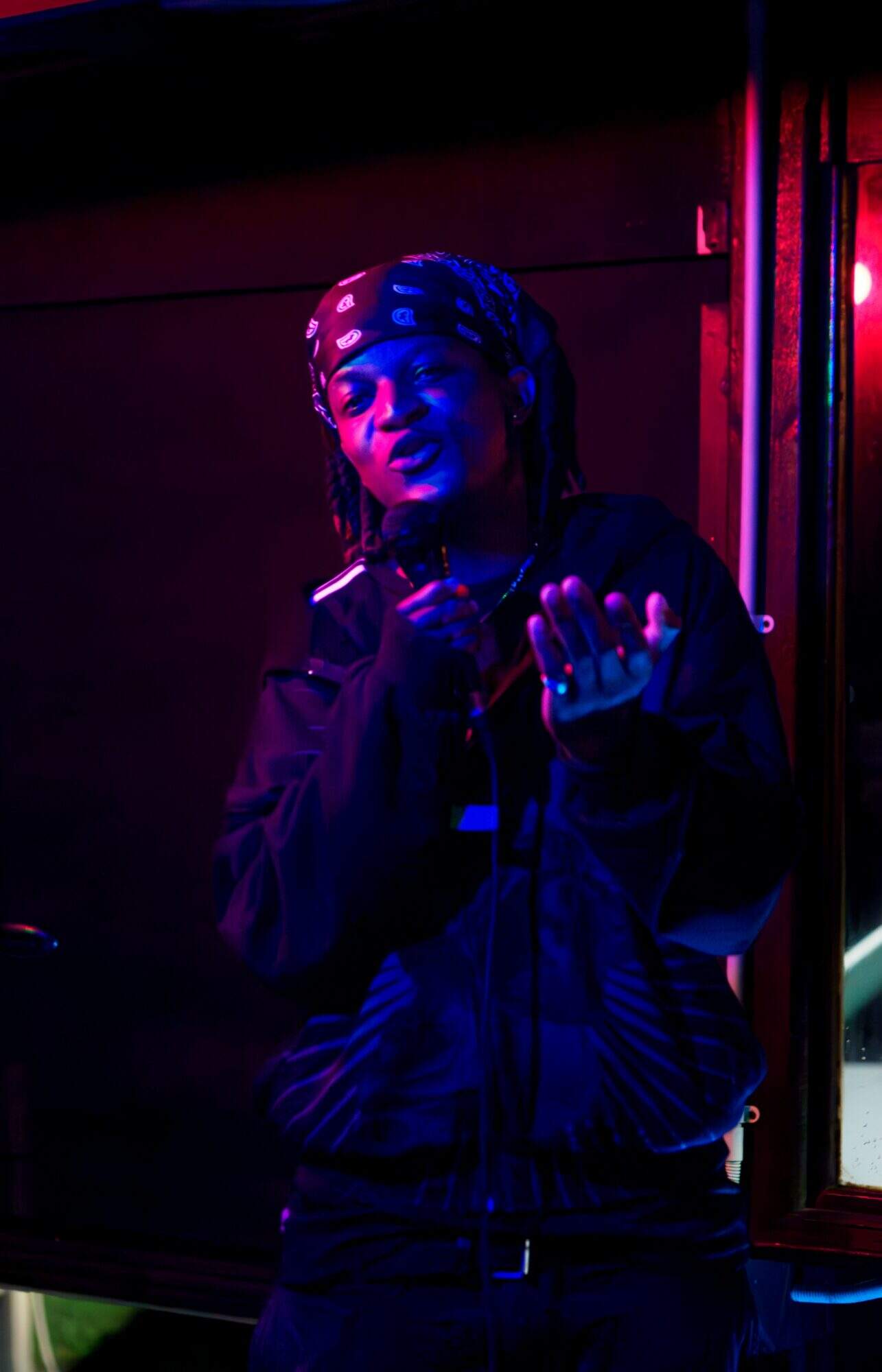 Hip-hop rappers performing on stage