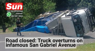 A truck overturned.