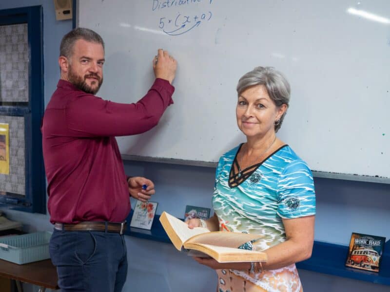 two teachers in a classroom