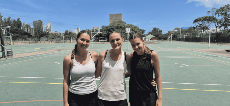 three netball players
