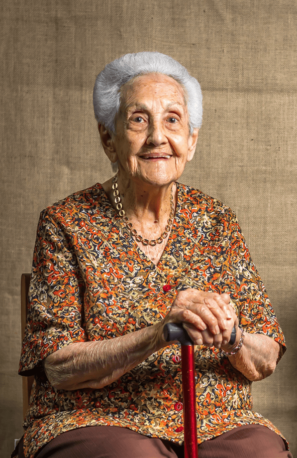 a portrait of an elderly woman