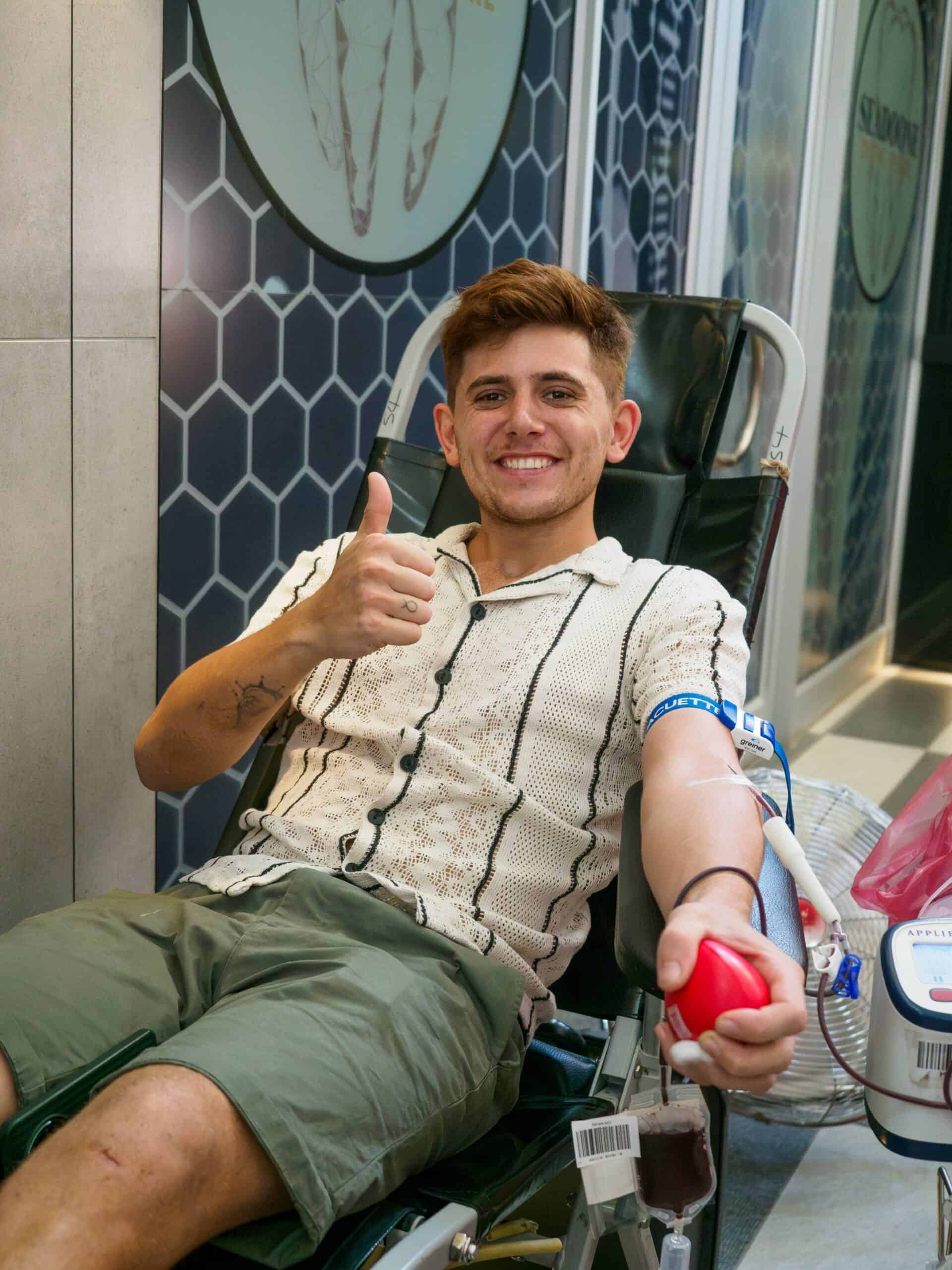 a man giving blood